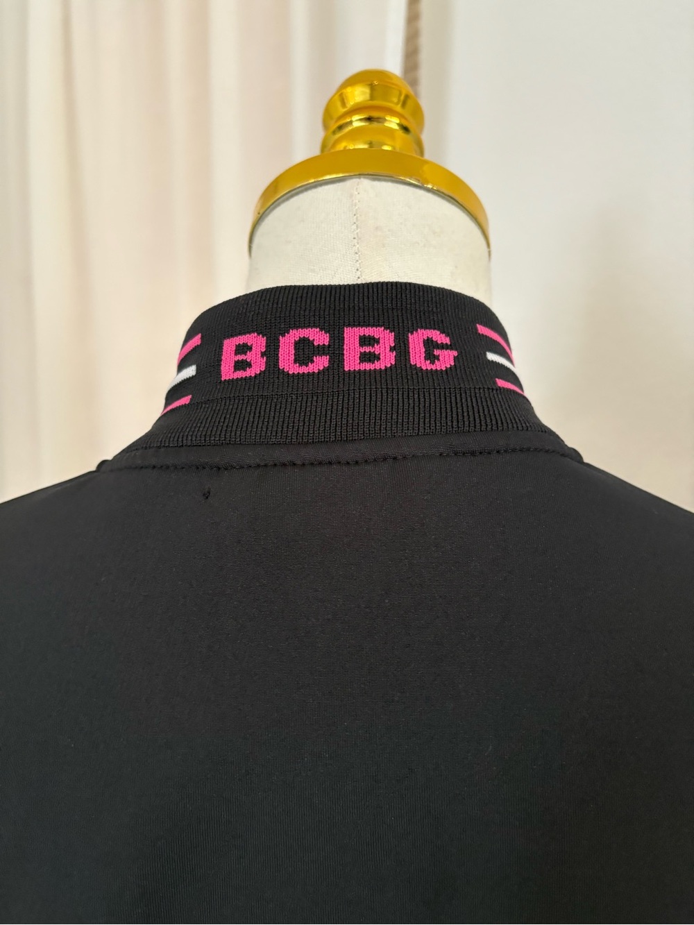 BCBG Black and Hot Pink Zip-Front Bomber Jacket - Picture 5 of 10